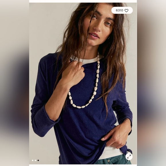 NWOT Free People Nova Long Sleeve Tee in Peacoat~Navy - Picture 3 of 7